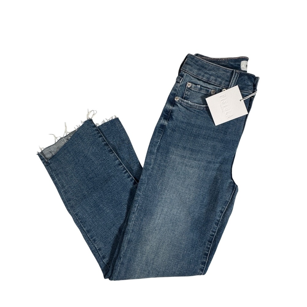 NWT Pistola Monroe High Rise Slim Cigarette Jeans - 26 - Blue - Raw Hem